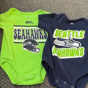 NFL Seattle Seahawks Green and Navy Onesies Duo Size 3/6 Month